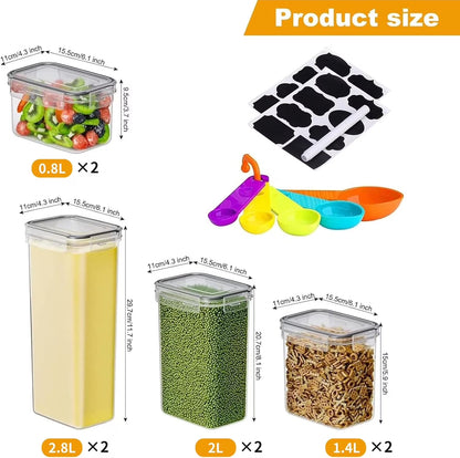 8 Pcs Airtight Food Storage Containers Set with Lids, Canisters for Cereal, Dry Food and Sugar