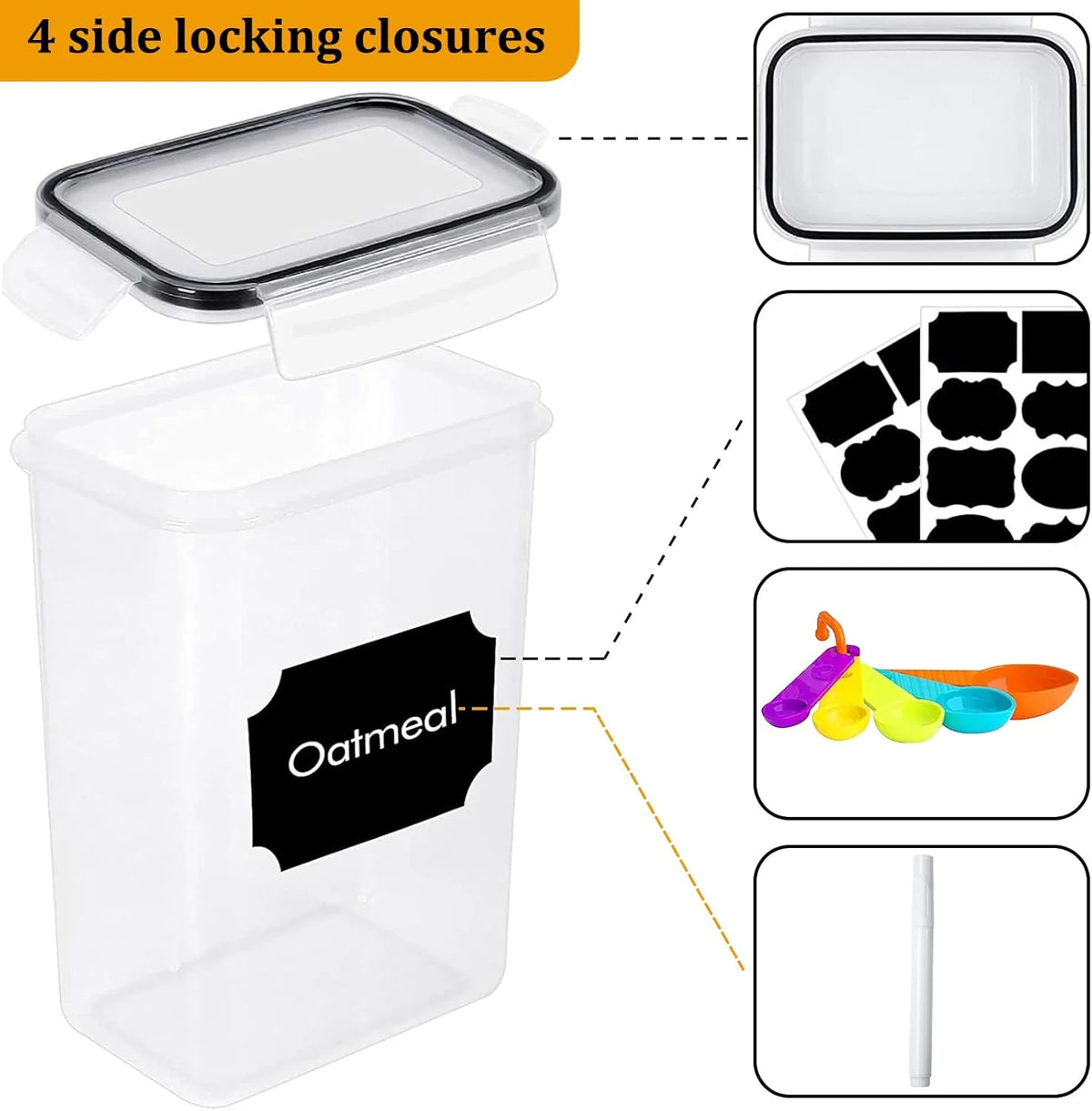 8 Pcs Airtight Food Storage Containers Set with Lids, Canisters for Cereal, Dry Food and Sugar