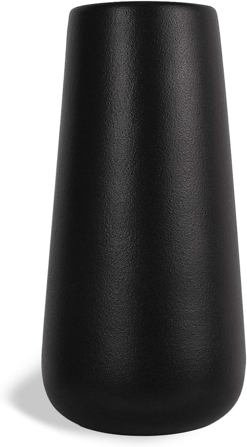 Ceramic Flower Vase for Home Décor Office Decoration, 8 Inch, Black