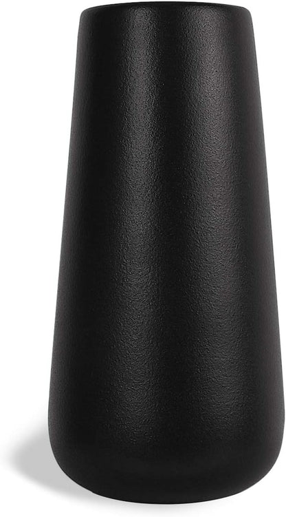 Ceramic Flower Vase for Home Décor Office Decoration, 8 Inch, Black