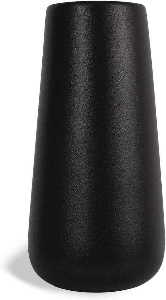 Ceramic Flower Vase for Home Décor Office Decoration, 8 Inch, Black
