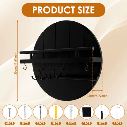 Wood Key Holder for Wall with Shelf and Hooks Decorative Key Rack Wall Mounted Mail Organizer Wall Floating Shelf Home Entryway