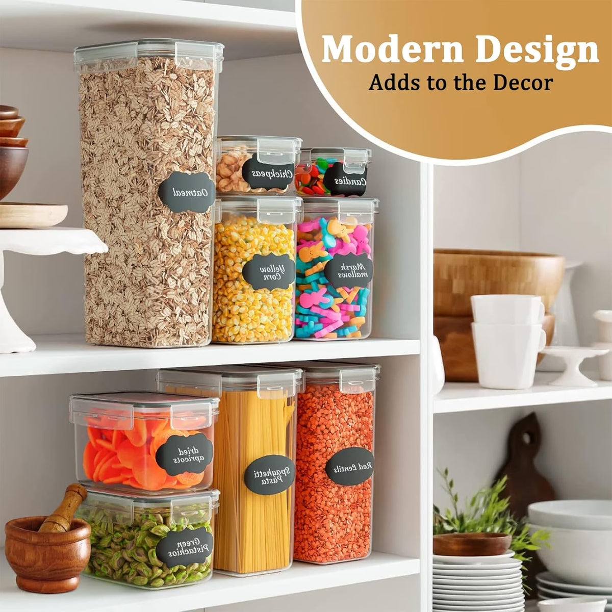 8 Pcs Airtight Food Storage Containers Set with Lids, Canisters for Cereal, Dry Food and Sugar