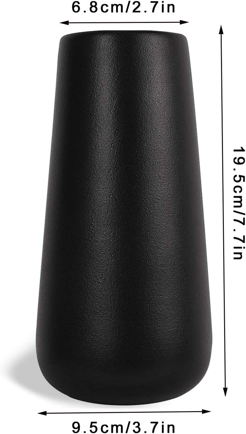 Ceramic Flower Vase for Home Décor Office Decoration, 8 Inch, Black