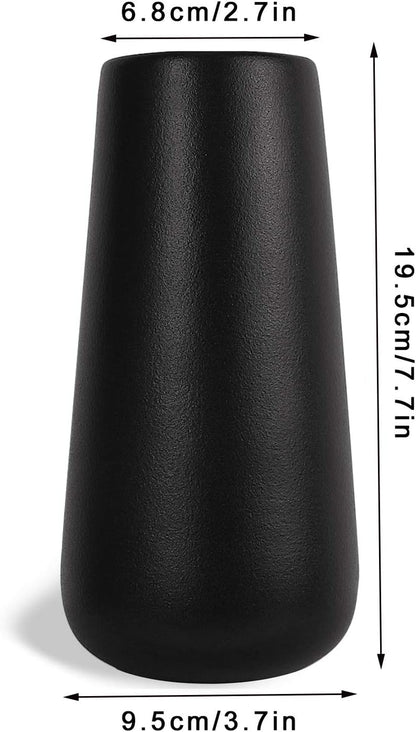 Ceramic Flower Vase for Home Décor Office Decoration, 8 Inch, Black