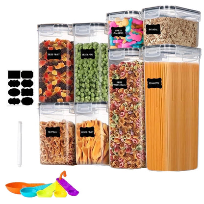 8 Pcs Airtight Food Storage Containers Set with Lids, Canisters for Cereal, Dry Food and Sugar