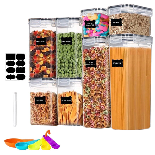 8 Pcs Airtight Food Storage Containers Set with Lids, Canisters for Cereal, Dry Food and Sugar